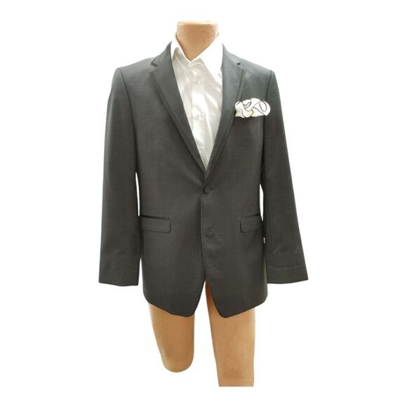 ALLURE MEN GREY BIRDS EYE CHECK SLIM FIT JACKET ONLY 40R NWOT. - Picture 2 of 7